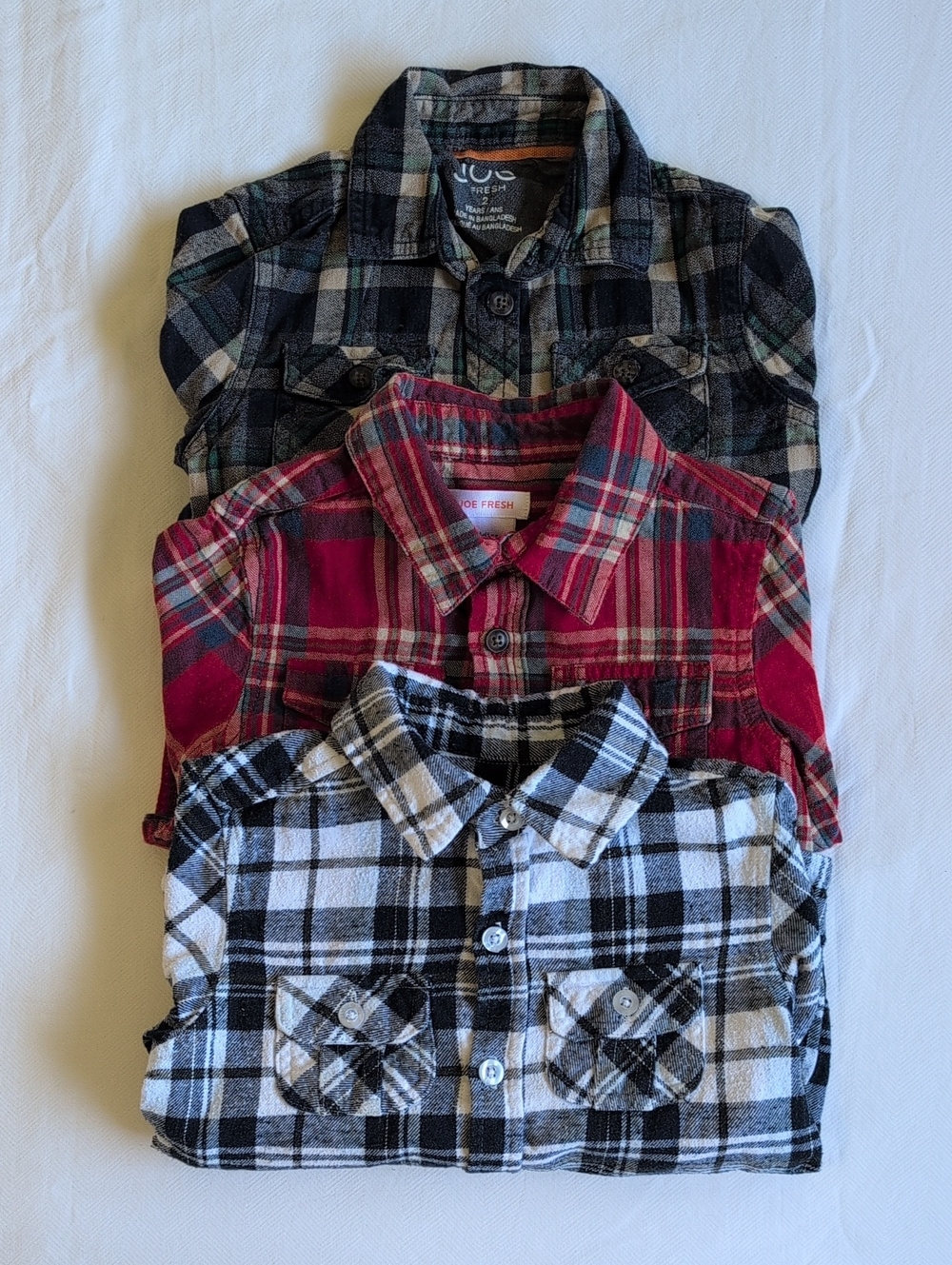 Joe Fresh Plaid Flannel Button Down Shirt Lot 2T Autumn Thanksgiving Cozy Boys